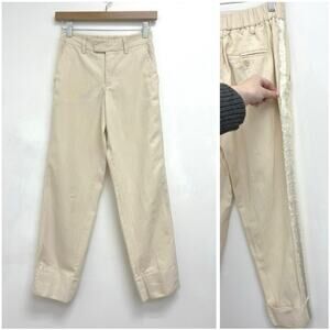 Zadig & Voltaire Pomelo Cotton Linen Tuxedo Stripe Ankle Pants Vanilla - Size 34